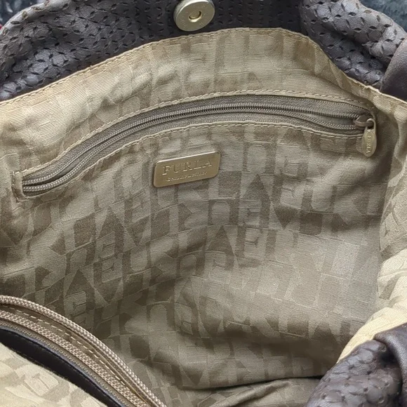 Furla Laser Cut Leather Shoulder Bag - Picture 10 of 16